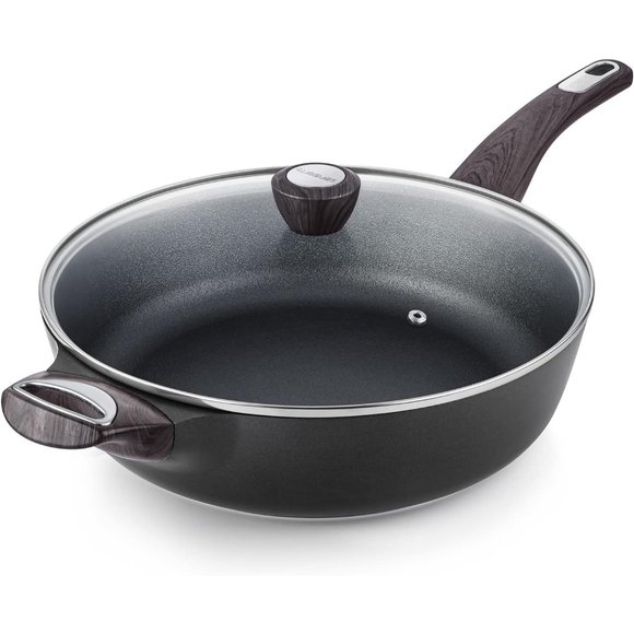 12Inch Large Skillet Nonstick Deep Frying Pan with Lid - Picture 1 of 3
